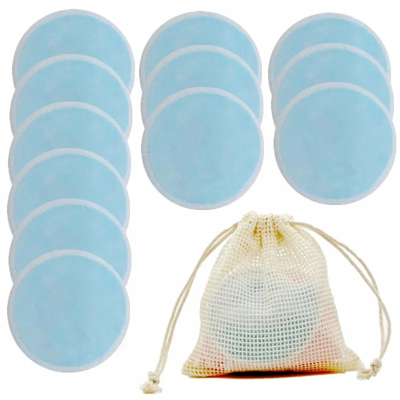 Makeup Remover wielokrotnego użytku Bamboo Makeup Remover Pads 50pcs zmywalny rundy oczyszczanie bawełny makijaż do usuwania narzędzie 231205