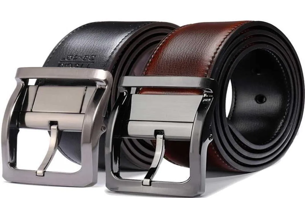 Men039s Genuine Leather Dress Belt Reversible Belt for Men Two In One 3 4cm wide mens belts big and tall Y20011029738956445