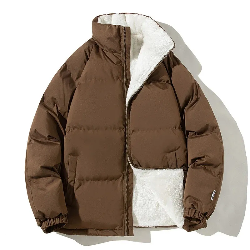 Mens Down Parkas tjock varm puffer Löst mode Winter Jacket Men Cashmere Harajuku Outerwear Casual Large Size Coat 231206