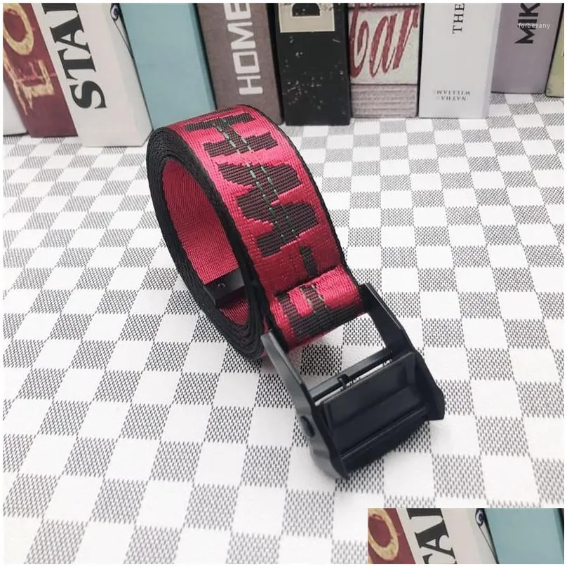 Belts Belts Fashionable Mens Womens Canvas Letters Youth Students Street Hip-Hop Trend Lengthened Couple Models Gift Drop Delivery Fas Dh7Ia