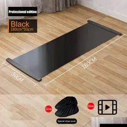 Yoga Mats 140/180/200Cm Sliding Mat Leg Core Training Board Fitness Ice Hockey Roller Skating Exercise Drop Delivery Sports Outdoors Dhjv6