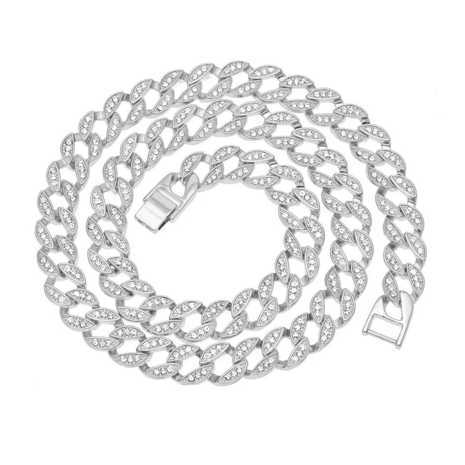 Hip Hop Bling Iced Out Simulado Diamante 15mm 18-30 polegadas Cuban Link Chain Colar Ouro Prata Jewelry304W