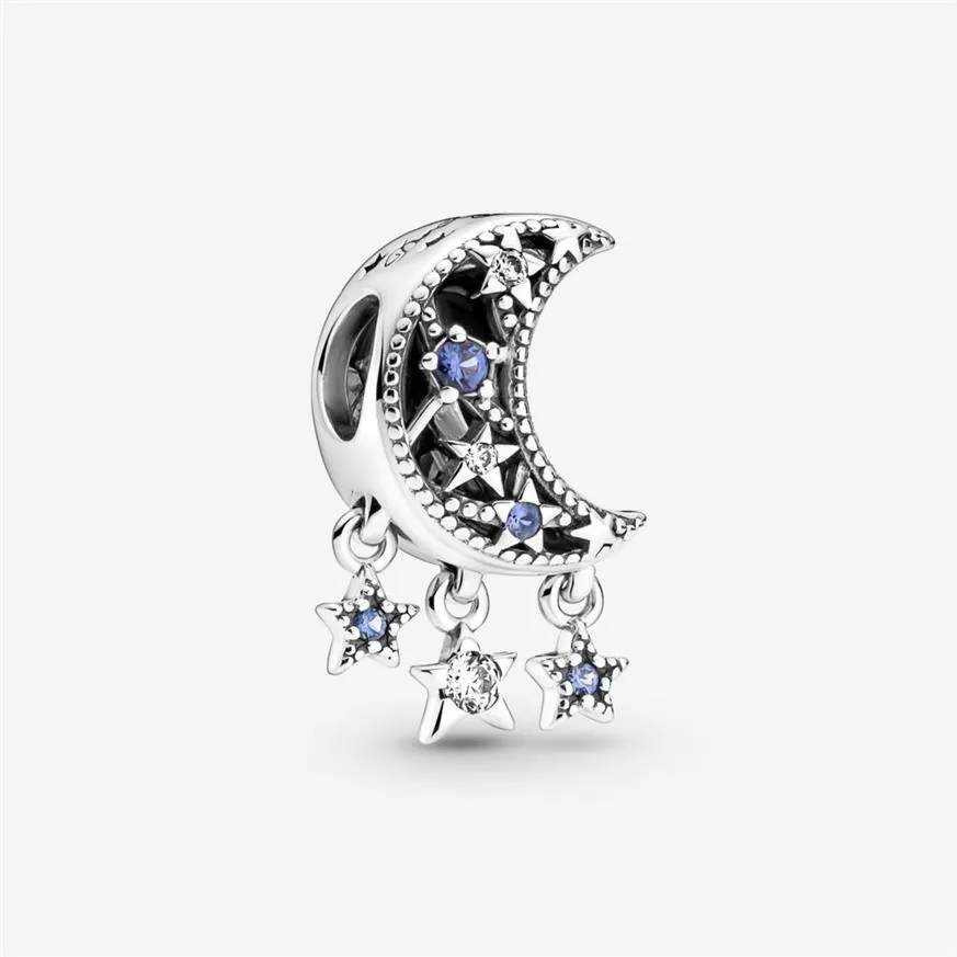 Star Crescent Moon Charms Fit Original European Charm Armband Fashion Women Wedding Engagement 925 Sterling Silver Jewel Acce2919