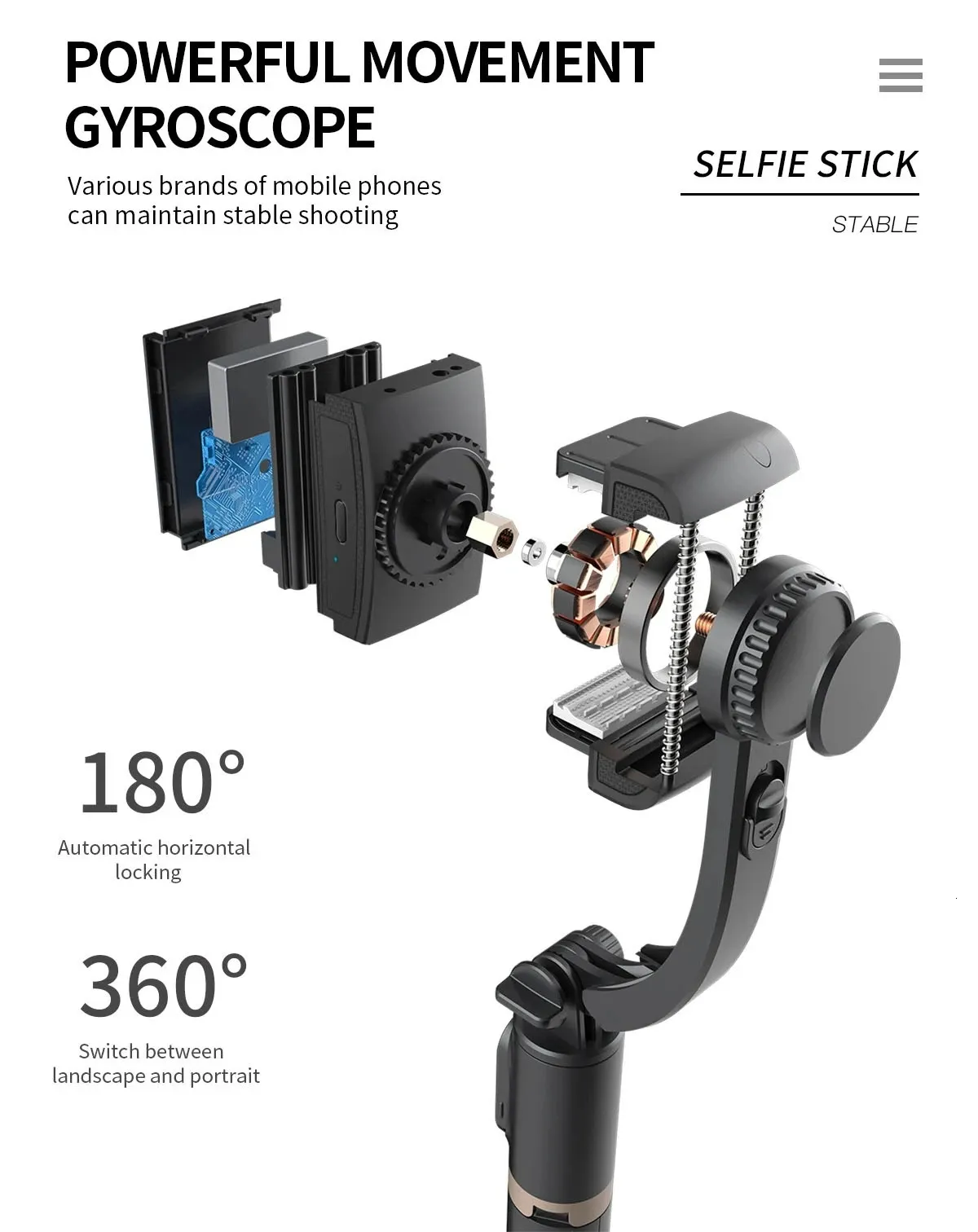 Selfie Monopodları COOL DIER 2023 Telefon Gimbal Sabitleyici Kablosuz Bluetooth Selfie Çubuğu Tripod Sabitleyici Tutucu Braketi_voghion.com