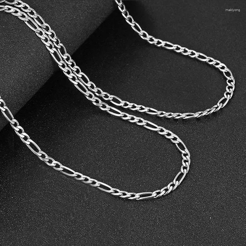 Chains 925 Sterling Silver 6mm 20/45/50/55/60cm Side Figaro Chain Bracelet Necklace Man Woman Fashion Wedding Gift Jewelry Accessories