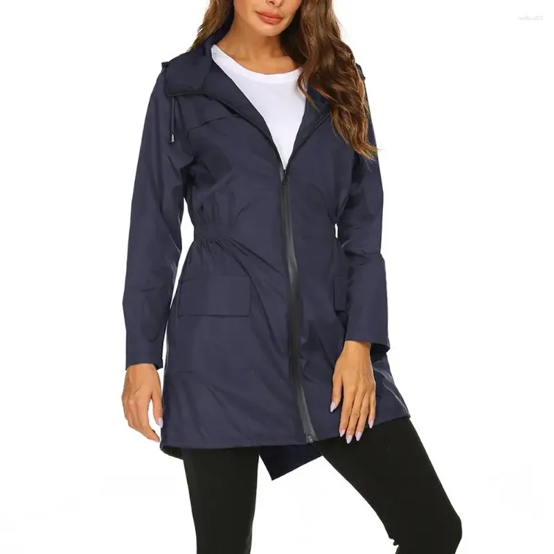 Trenchs pour femmes Veste imperméable légère Veste coupe-vent à capuche en plein air imperméable femme longue randonnée escalade manteau de pluie vêtements d'extérieur