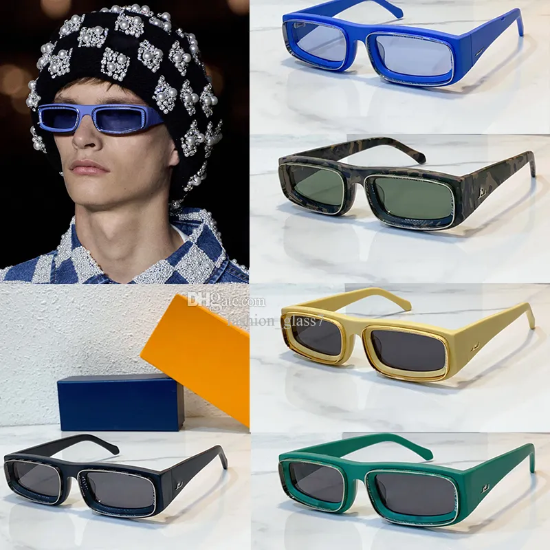 Lunettes de soleil tendance pour hommes, petites et portables, monture rectangulaire, luxe, couleurs changeantes, résistantes aux UV400, avec étui de protection Z2601U