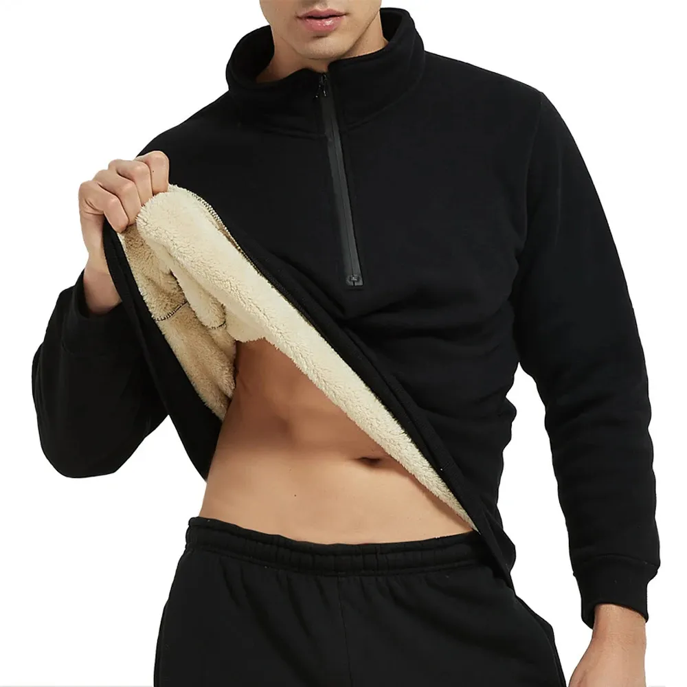 Sudaderas con capucha para hombres Sudaderas Cálido Chaqueta de lana Hombres A prueba de viento Espesar Otoño Invierno Stand Up Collar Suéter Ropa Streetwear Chaquetas 231205