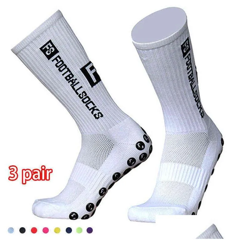 Sports Socks 3 Par Style FS Football Round Sile Sug Cup Grip Anti Slip Soccer Men Women Baseball Rugby 220105 Drop Delivery Outd Dhay7