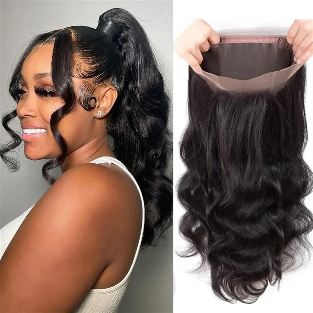 360 Kant Frontals Alleen Braziliaanse Body Wave Cheveux Humain 13x4 Full Lace Front Alleen Pre Geplukt Met Natuurlijk Babyhaar