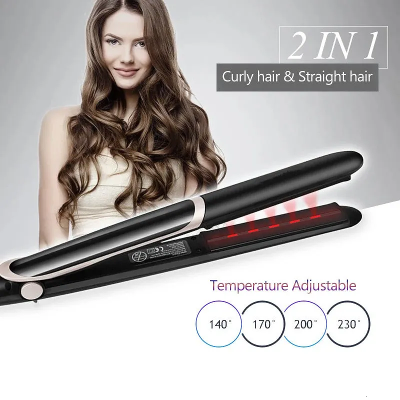 Выпрямители для волос 2 в 1, инфракрасный выпрямитель для прямых и вьющихся волос с керамическим покрытием постоянной температуры, щипцы для завивки волос 231205