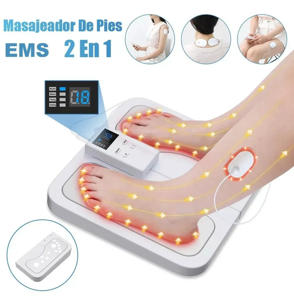 Foot Massager Foot Circulation EMS TENS Nerve Muscle Massager Electric Foot Stimulator Improves Circulation Feet Legs Circulation Machine 231205