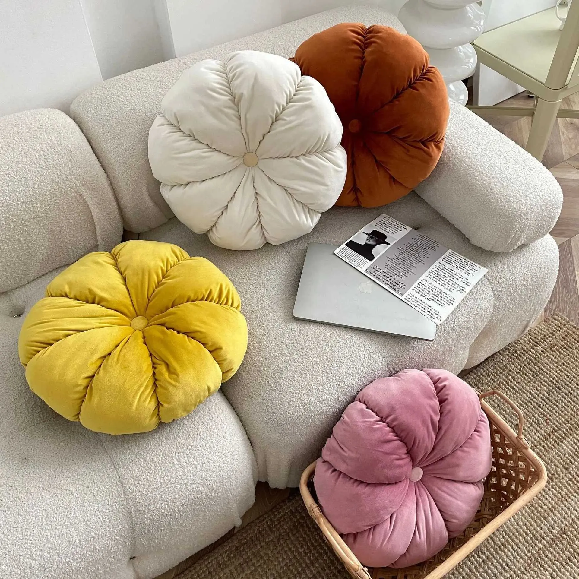 Coussin / décoratif maison chambre velours citrouille coussin futon canapé plissé coussin chaise de bureau de bureau