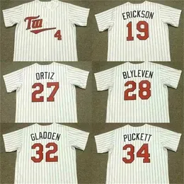 Proword C202 men 57 JOHAN SANTANA 34 KIRBY PUCKETT 38 RICK AGUILERA 48 TORII HUNTER 47 JACK MORRIS 27 ORTIZ baseball Jersey