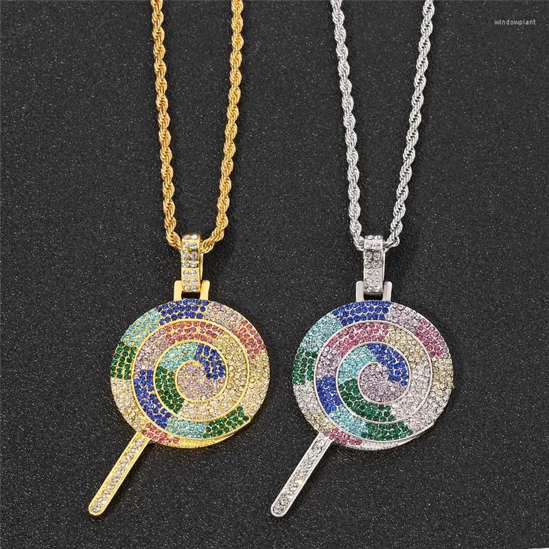 Catene Hip Hop Lega Bling Multicolor Collana lecca-lecca Ciondolo per uomo Rapper Gioielli Regalo di moda All'ingrosso