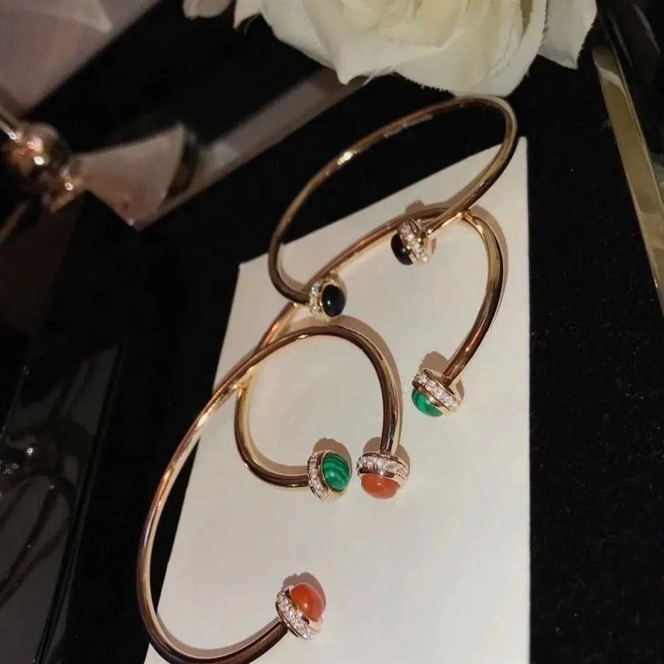 Новый бренд, ювелирные изделия из чистого серебра 925 пробы для женщин, вращающийся браслет из бисера, свадебные украшения, открытый браслет из розового золота196Y