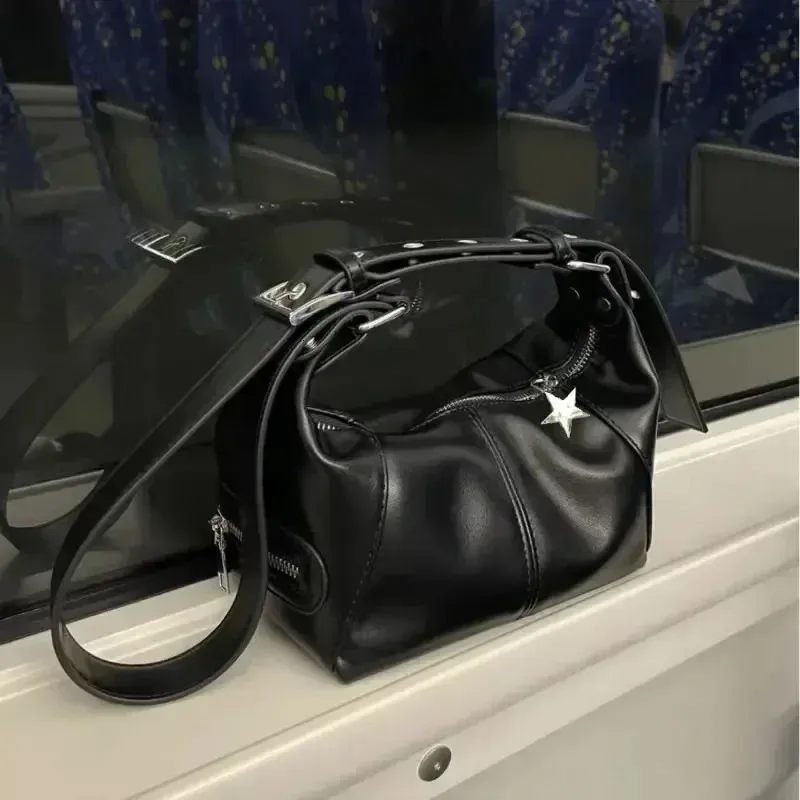 Sacs de soirée Y2K coréen gothique étoile fille noir sac à main sac à bandoulière Grunge esthétique portefeuilles bandoulière sacs à main Baguette fourre-tout sacs femmes 231205