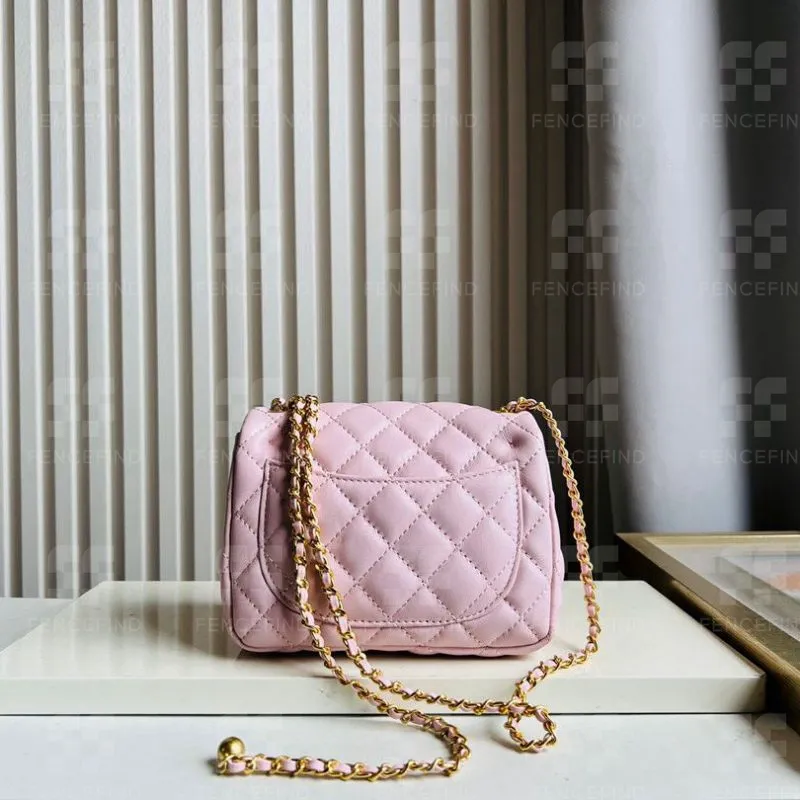 Mini Flap Chain Strap Crossbody Bag for Women, Designer Shoulder Bag, Classic Style, Gold Ball Handbag, Fencefinds Mini Flap Chain Strap Crossbody Bag for Women, Designer Shoulder Bag, Classic Style, Gold Ball Handbag, Fencefinds