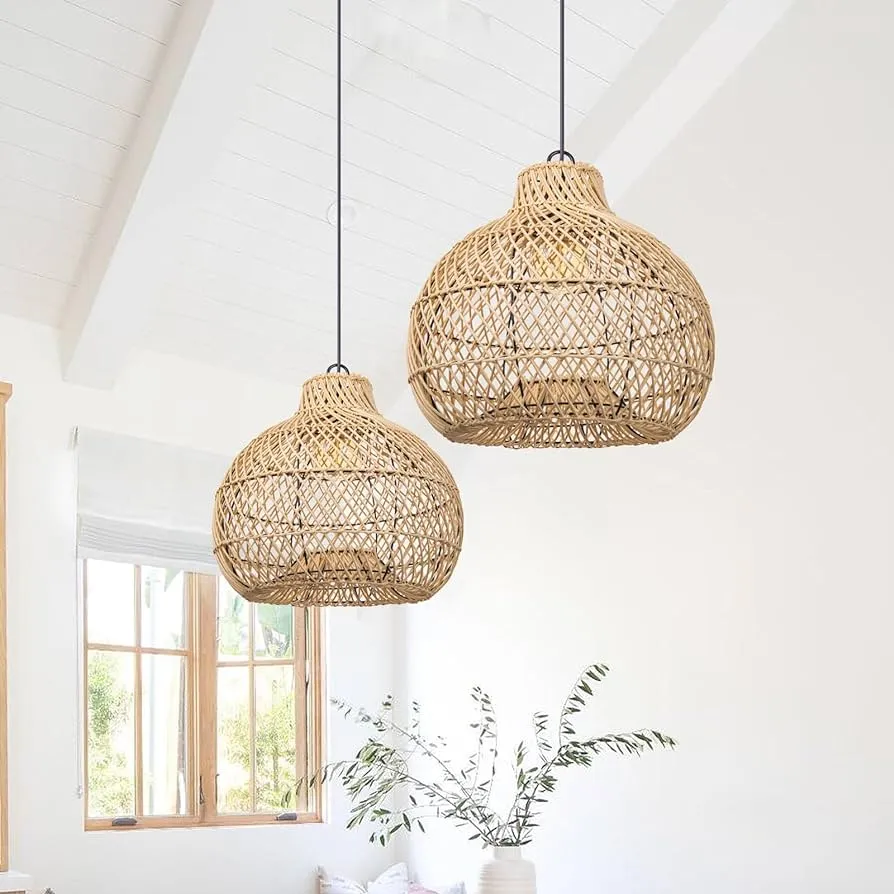 Paralume Sfera In Rattan Intrecciato A Mano – Coprilampada Naturale Per Lampade Da Tavolo E Soffitto, Design Etnico Per Soggiorno