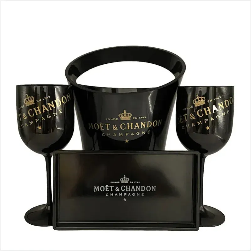 ワイングラスMoet Shampagne Flute Plastic Glass Glass Ice Bucket食器洗い機安全ホワイトアクリル模倣透明231205