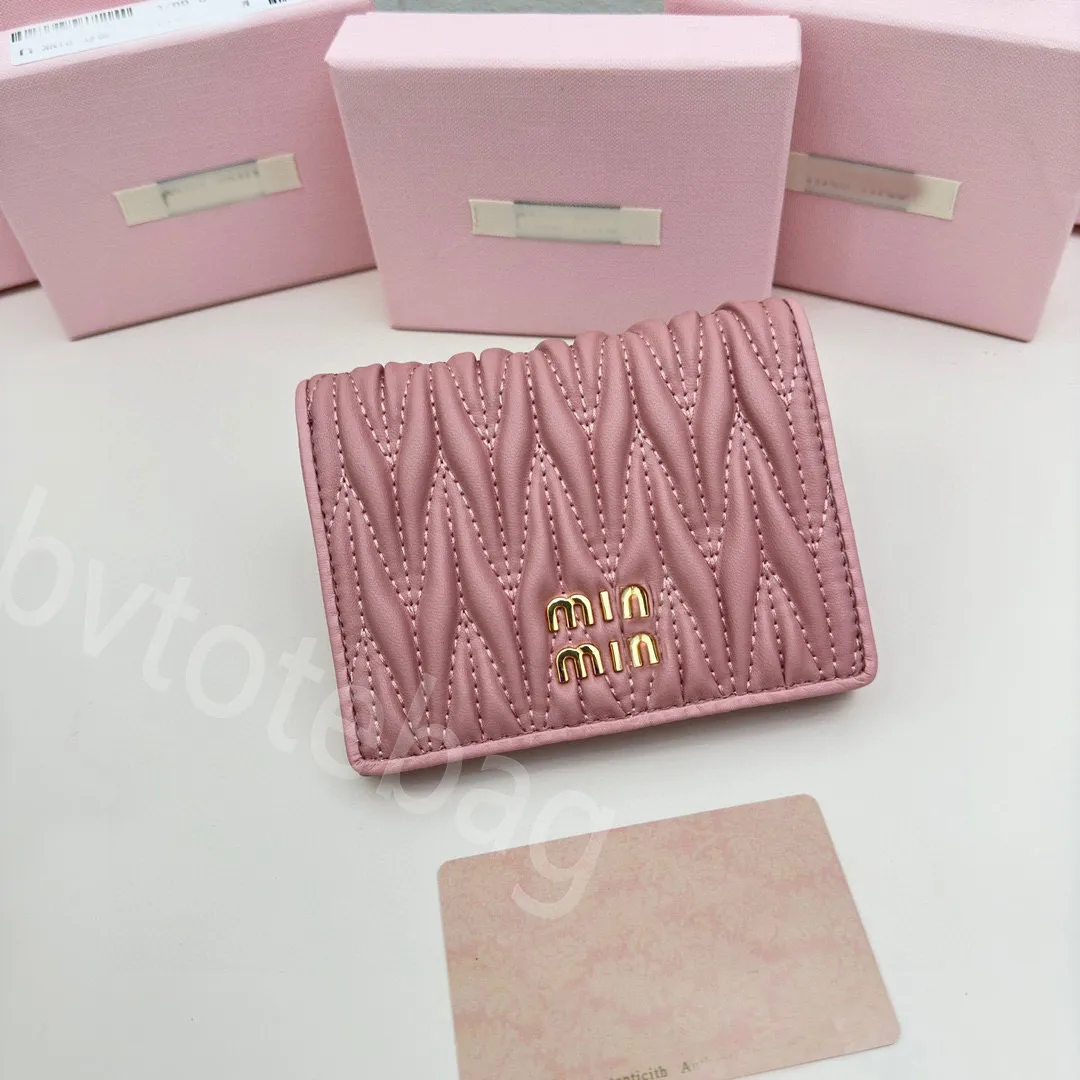 Elegante Geldbörsen im rosa Muii-Stil mit Taschenkette, Designer-Geldbörse aus echtem Leder für Herren und Damen, Rabatt, Originalverpackung, Kartenhalter, Damen-Umhängetasche, 9,5 x 7,5 x 3,5 cm