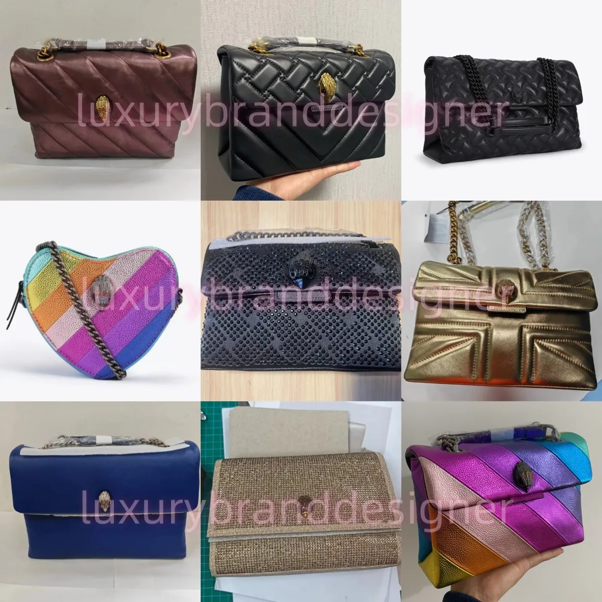 Kurt Geiger Borse con strass neri per donna Moda Designer di lusso Borsa a tracolla Ragazza London Borsa a tracolla in vera pelle 10A