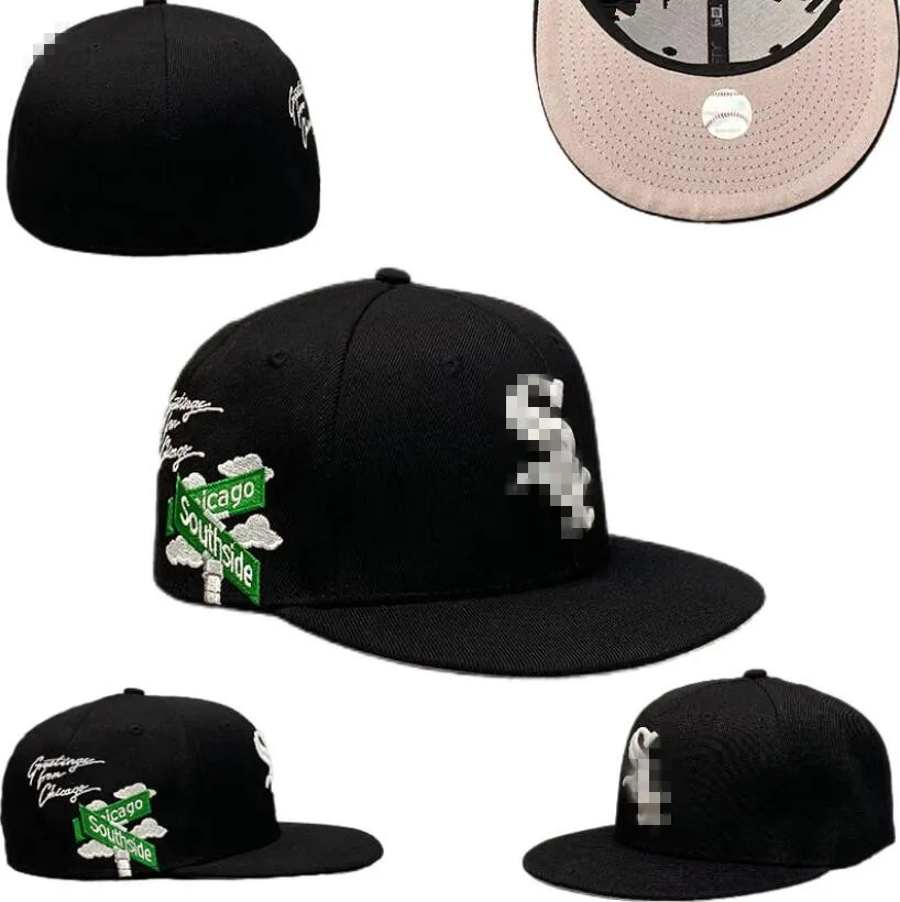 Honkbal White Sox maathoeden voor heren LA Snapback-hoeden World Series wit Hip Hop SOX Sportpetten Chapeau Grey Stitch Heart "Serie" "Love Hustle Flowers voor dames a4