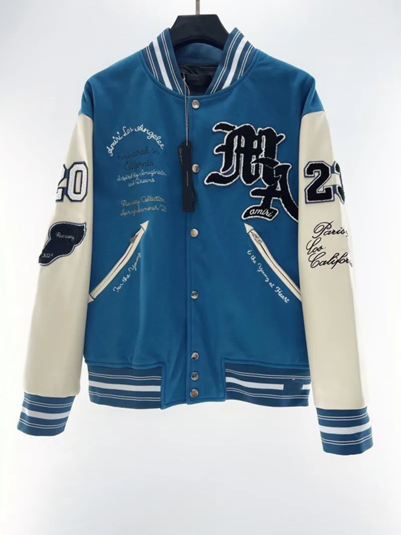 Designerjackor Bomber Mens Windbreaker Varsity Mens Baseball Uniform Hip Hop Harajuku Letter Patchwork Leather Tianma broderi Streetwear Unisex Coats