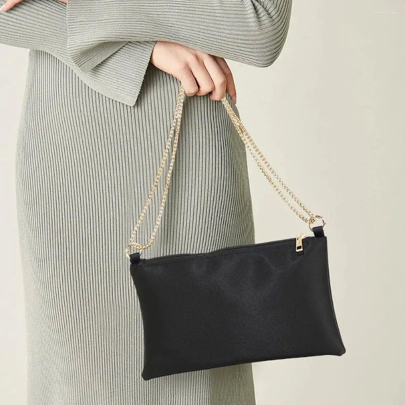 Avondtassen Satijnen clutch met 2 kettingen Schouderhobo Portemonnee Rits Satchel Sling Bag Cocktail Bruiloft Prom