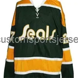 Chen37 C26 Nik1 Any Name Number California Golden Seals Custom Hockey Jersey Green Meloche All Embroidery XS-6XL