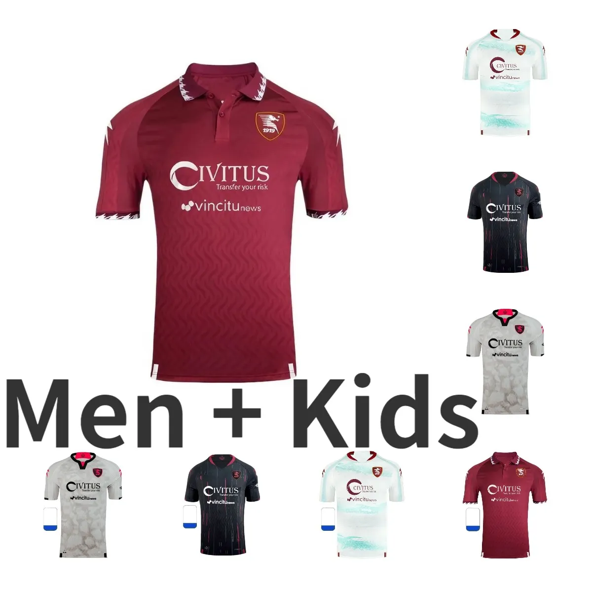 23 24 camisas de futebol Salernitana ikwuemesi fazio kastanos dia candreva maillots de pé bohinen coulibaly casa fora vermelha branca terceira camisa de futebol 2023 2024 s-2xl