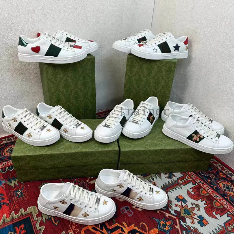 New Ace Sneakers with web designer womens mens Shoes Bee Low Casual Shoe Sports Trainers Snake Tiger Embroidered White Green Stripes jogging Woman zapato 02