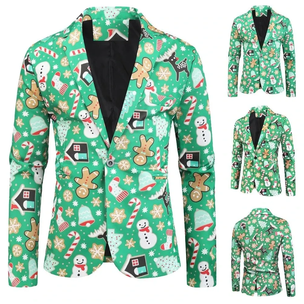 Heren Pakken Blazers 3D Kerst Jas Mannen Bloemenprint Schilderij Mode Pak Party Jas Casual Slim Fit Blazer Knoppen 231206