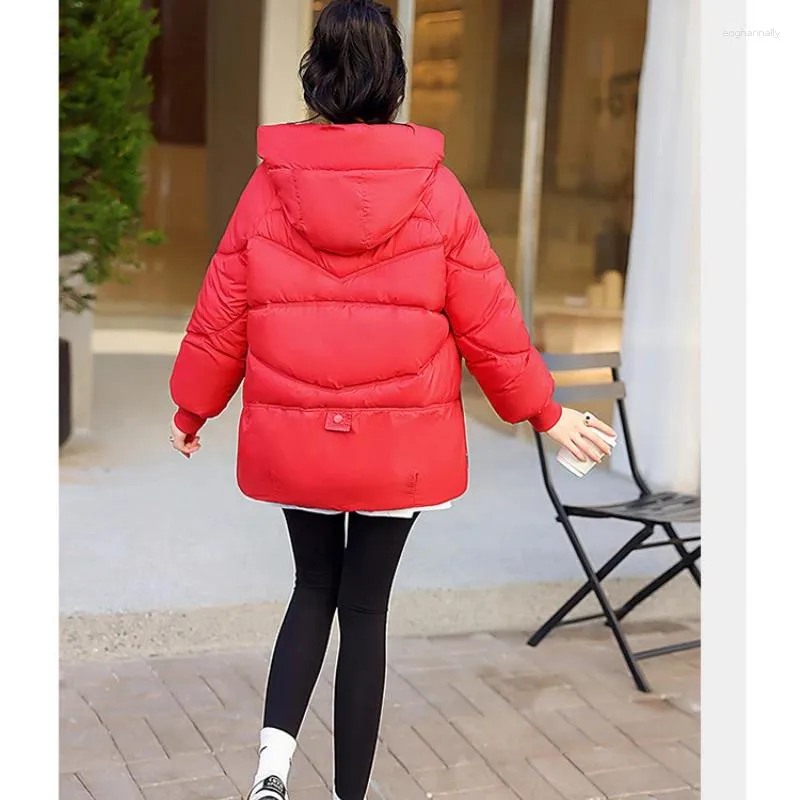 Casacos de trincheira femininos jaquetas de inverno homens com capuz parka coreano grosso puff jaqueta quente gola de algodão acolchoado solto casual casaco sólido