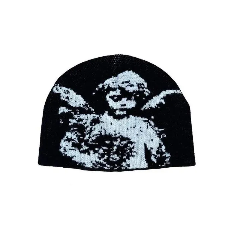Шапка-бини/кепка с черепом Модная вязаная зимняя шапка для женщин Легкая складная теплая ветрозащитная велосипедная шапка Y2K Шапочки-шапки уличный аксессуар гот 231205