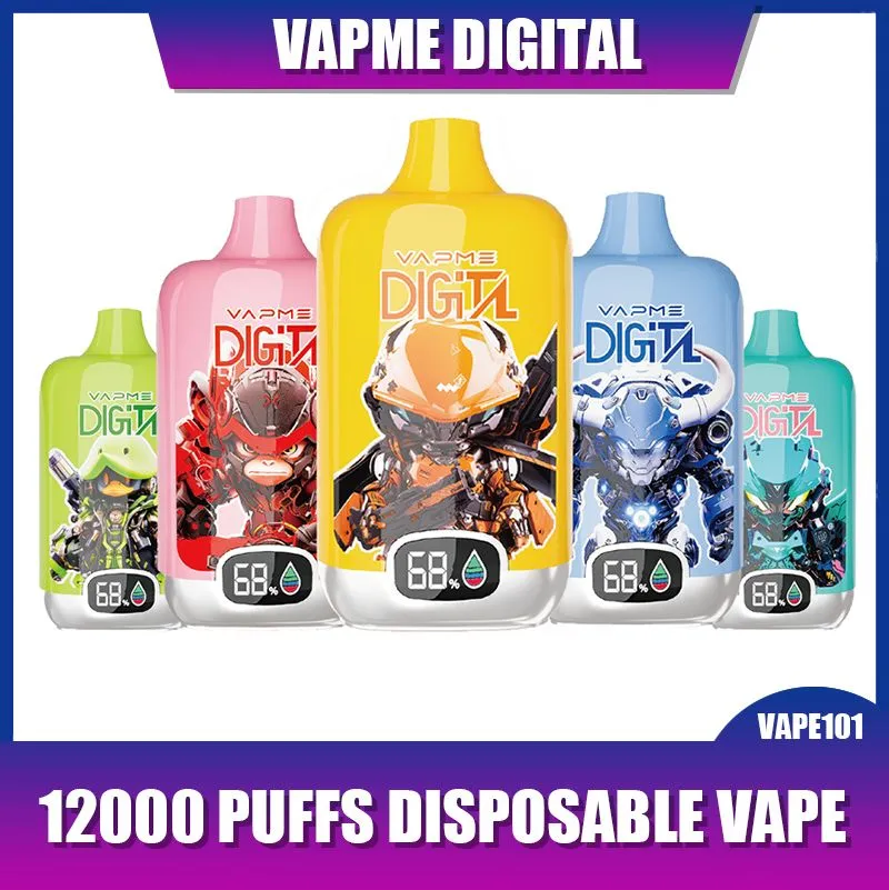 Original vapme Vape Digital box 12000 puffs Disposable E-cigarettes 20ml Vape 0 2 3 5% Rechargeable 850mAh Battery Associated Available 12000 Digital box