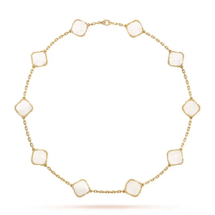 Collier de trèfle de motif Collier diamant concepteur de bijoux de luxe pour femmes 18 carats en or argent coque plaqué 4 / quatre feuilles
