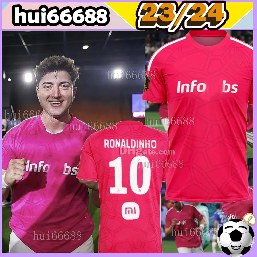 23/24 PorcinosS FC voetbalshirts Spaanse internetberoemdheid Club 2023 2024 King's League of Spain RONALDINHO CHICHARITO HUGO F Heren thuisvoetbalshirt