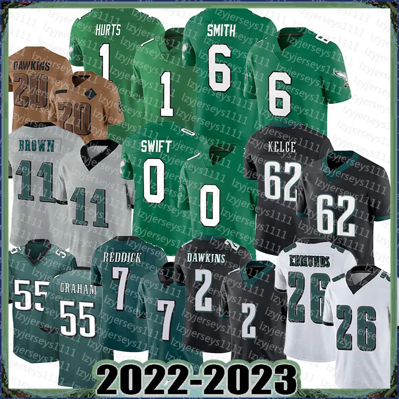 A.J.ブラウンD'Andre Swift Football Jersey 6 Devonta Smith Philadelphias Eagless 1 Jalen Hurts Jason Kelce Brandon Graham Haason Reddick Darius Slay Jr. Mailata Man