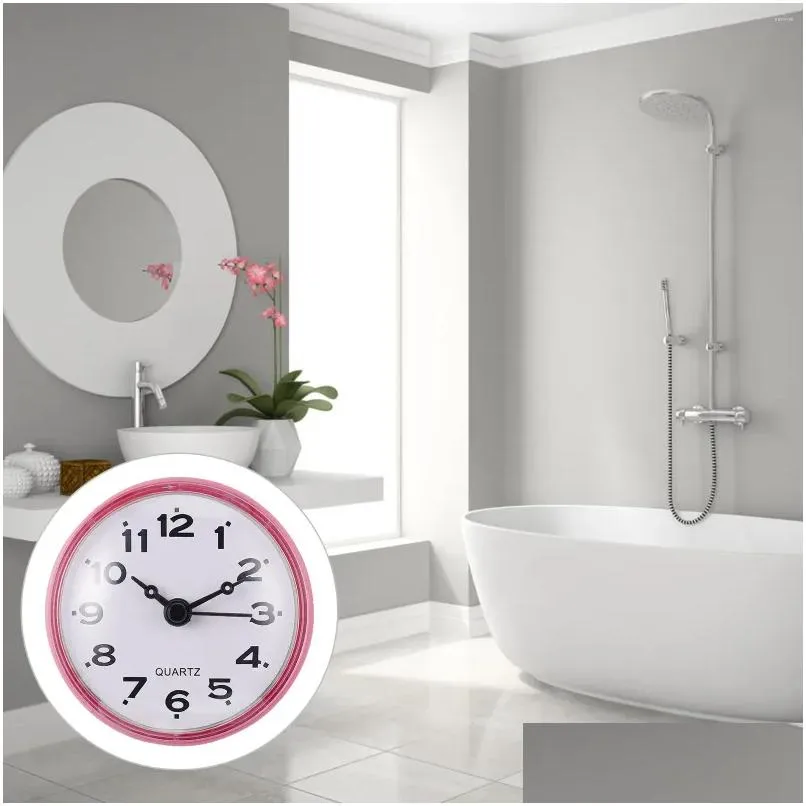 Wall Clocks Sucker Clock Waterproof Hanging Operated Mirror Anti-Fog Silent Bathroom Plastic Drop Delivery Home Garden Decor Dhbz0