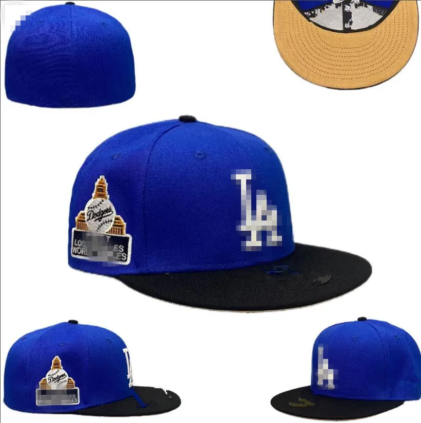 Męski baseball Dodgers dopasowany Rozmiar La Snapback Hats World Series White Hip Hop Sox Sport Caps Chapeau Grey Heart Serie