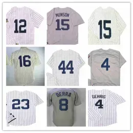 Man Retire Retro New Ny  Vintage Baseball Jersey 4 Lou Gehrig 8 Yogi Berra 23 Don Mattingly 15 Thurman Munson 44 Reggie Jackson 16