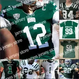 American College Football Wear NCAA Ohio Bobcats Football Jersey College 12 Nathan Rourke 28 O`shaan Allison 24 De`montre Tuggle 6 Isiah Cox 5 Shane Hooks mens women k