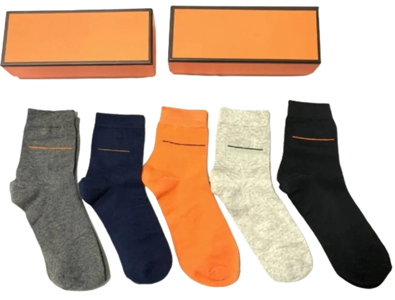 Chaussettes de luxe en coton à la mode, chaussettes classiques de haute qualité, confortables et chaudes, ensemble de cinq paires zz2