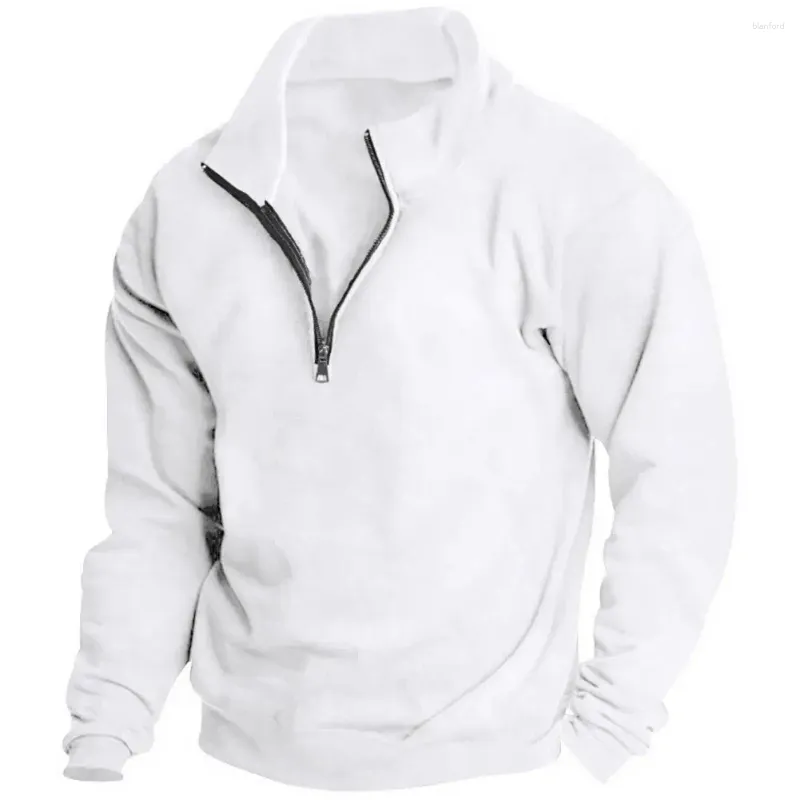 Herenhoodies Losse herensweatshirt Halve rits Opstaande kraag Voor lente Herfst Sport Vrijetijdskleding Ademend Soft Fit Lang