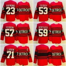 Reverse Retro 71 Dylan Larkin Hockey Jerseys Lucas Raymond Moritz Seider Henrik Zetterberg Gordie Howe Steve Yzerman Pavel Datsyuk David Perron Home Red Shirts