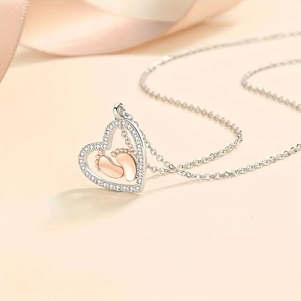 1pc Mama Be Baby Feet Heart Necklace Thanksgiving From Husband to Wife