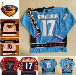 Custom Vintage 17 Ilya Kovalchuk  Thrashers Hockey Jerseys 15 Dany Heatley 39 Tobias Enstrom 16 Marian Hossa Ice Jersey Size S-XXXL