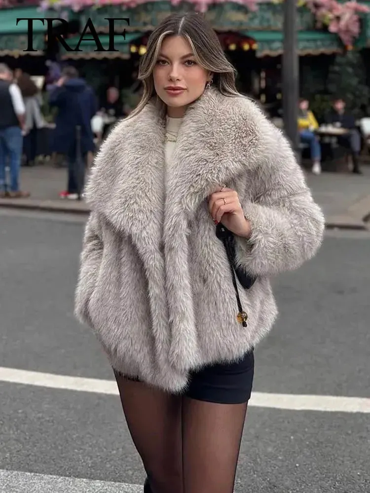 Vintage Fur Jacket For Women Thick Plush Outerwear With Lapel Collar, Ideal  For Casual And Winter Wear From Long005, $41.83
