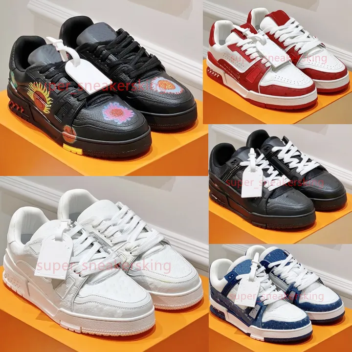 Chaussures de créateurs Baskets plates Baskets Baskets Denim Toile Cuir Blanc Vert Rouge Bleu Lettre Mode Hommes Femmes Baskets Basses Baskets Taille 35-46